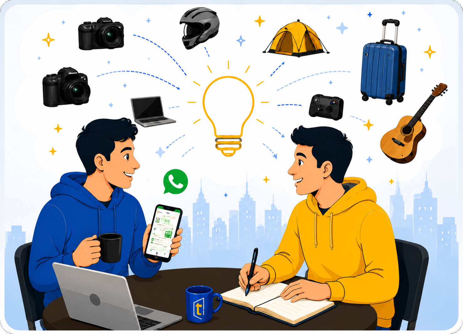 Two friends discussing the Rentnear idea